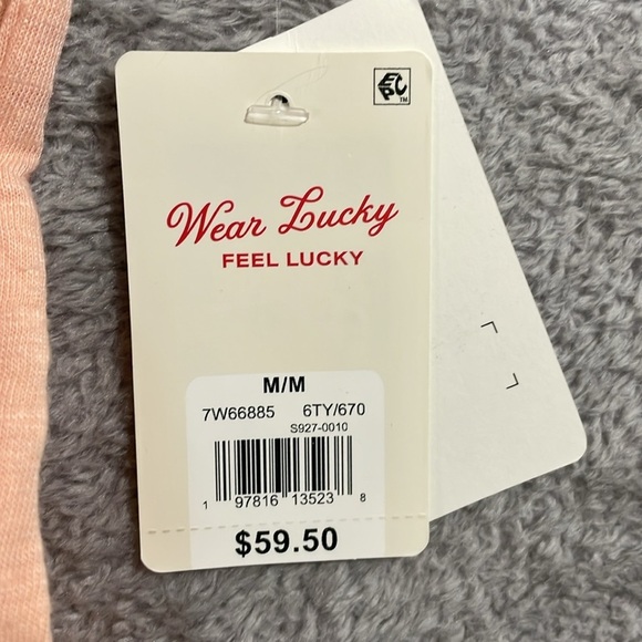 NEW Lucky Brand Womens M Schiffly Embroidered Coral Almond Short Sleeve Top - Picture 6 of 7